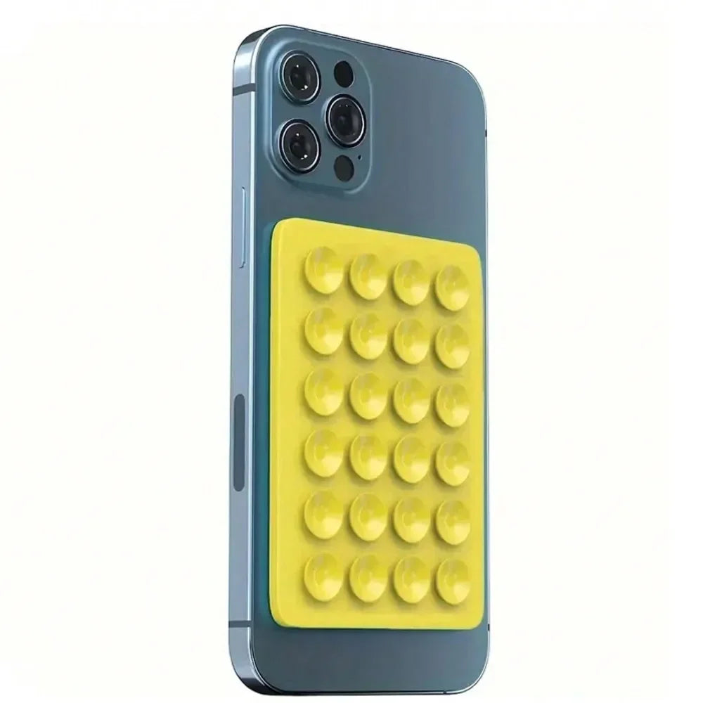 24 Silicone Suction Cups, Black Minimalist Sticker, Anti Slip Phone Case, Portable And Movable Phone Holder, Square Portable