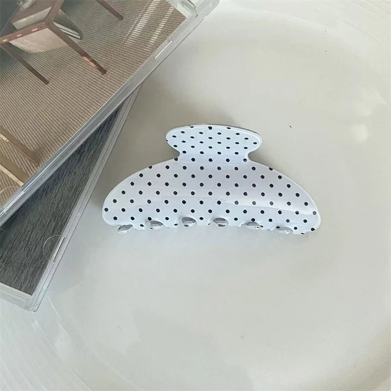 Vintage Hair Claw Clip Polka Dots Print
