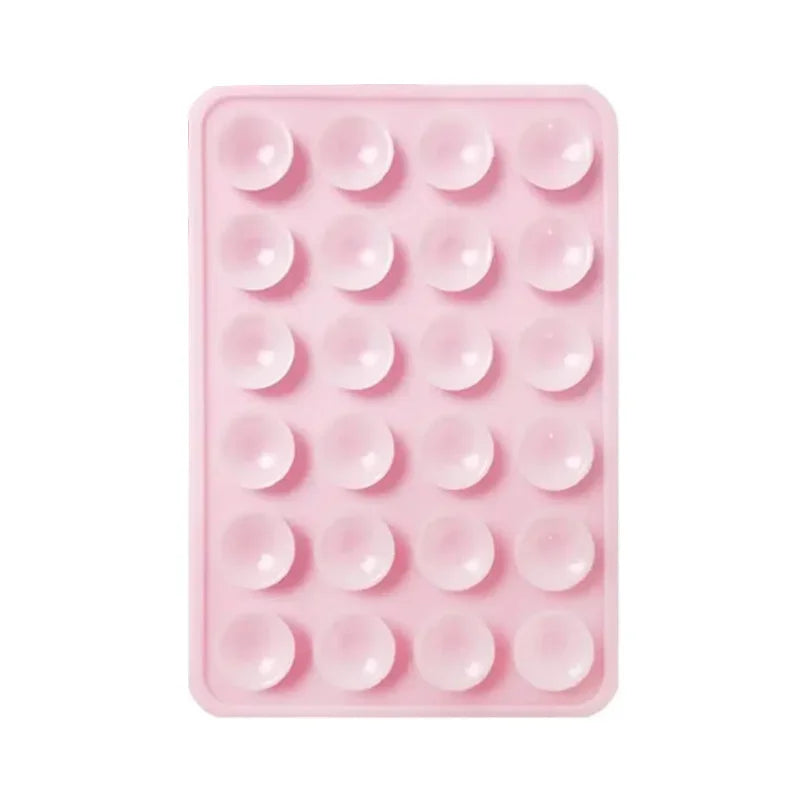 24 Silicone Suction Cups, Black Minimalist Sticker, Anti Slip Phone Case, Portable And Movable Phone Holder, Square Portable