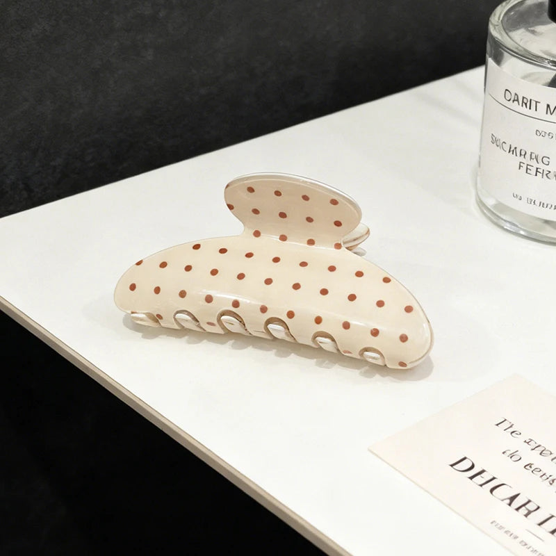 Vintage Hair Claw Clip Polka Dots Print